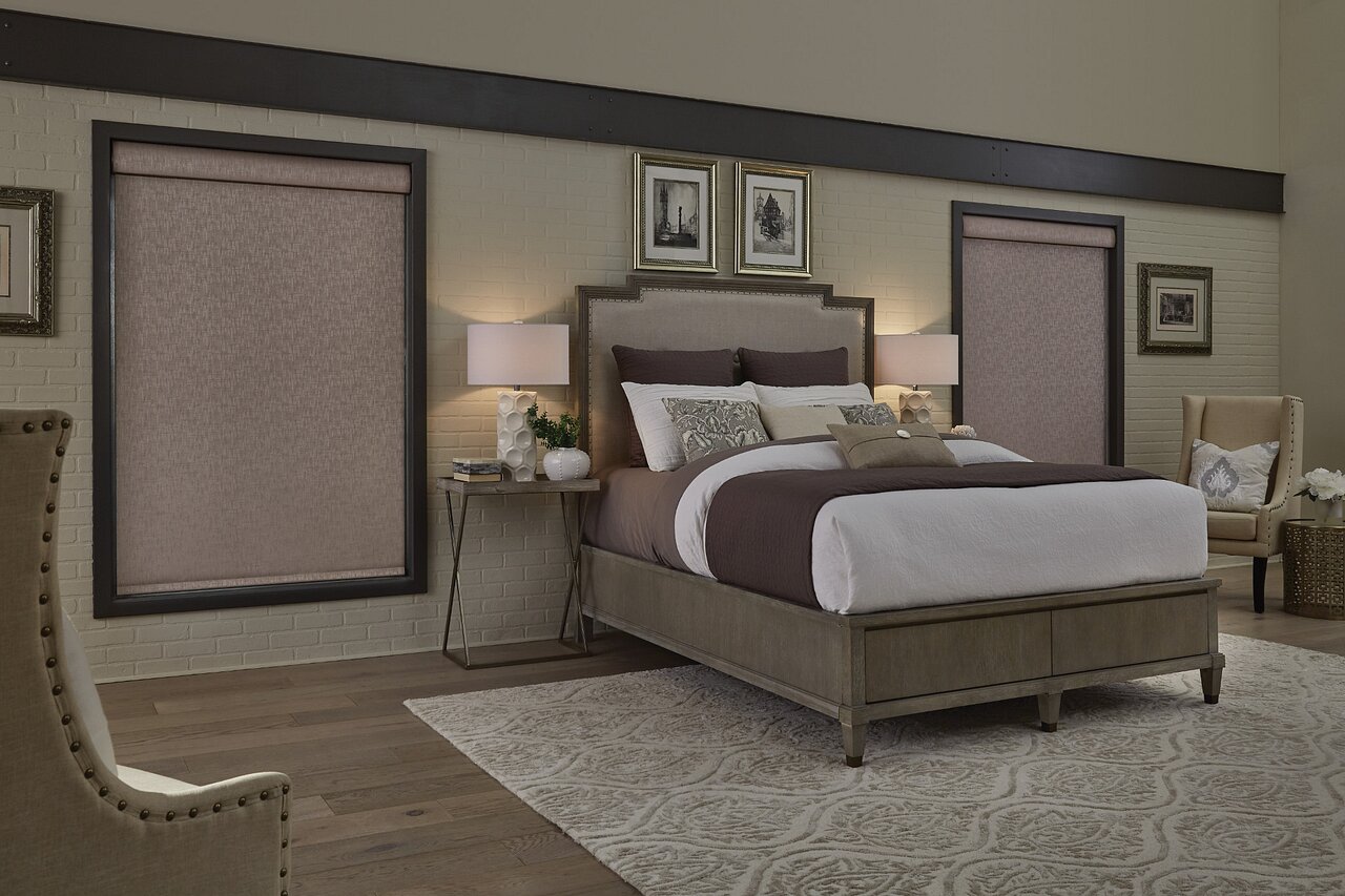 Lutron blackout shade fully closed for total room darkening