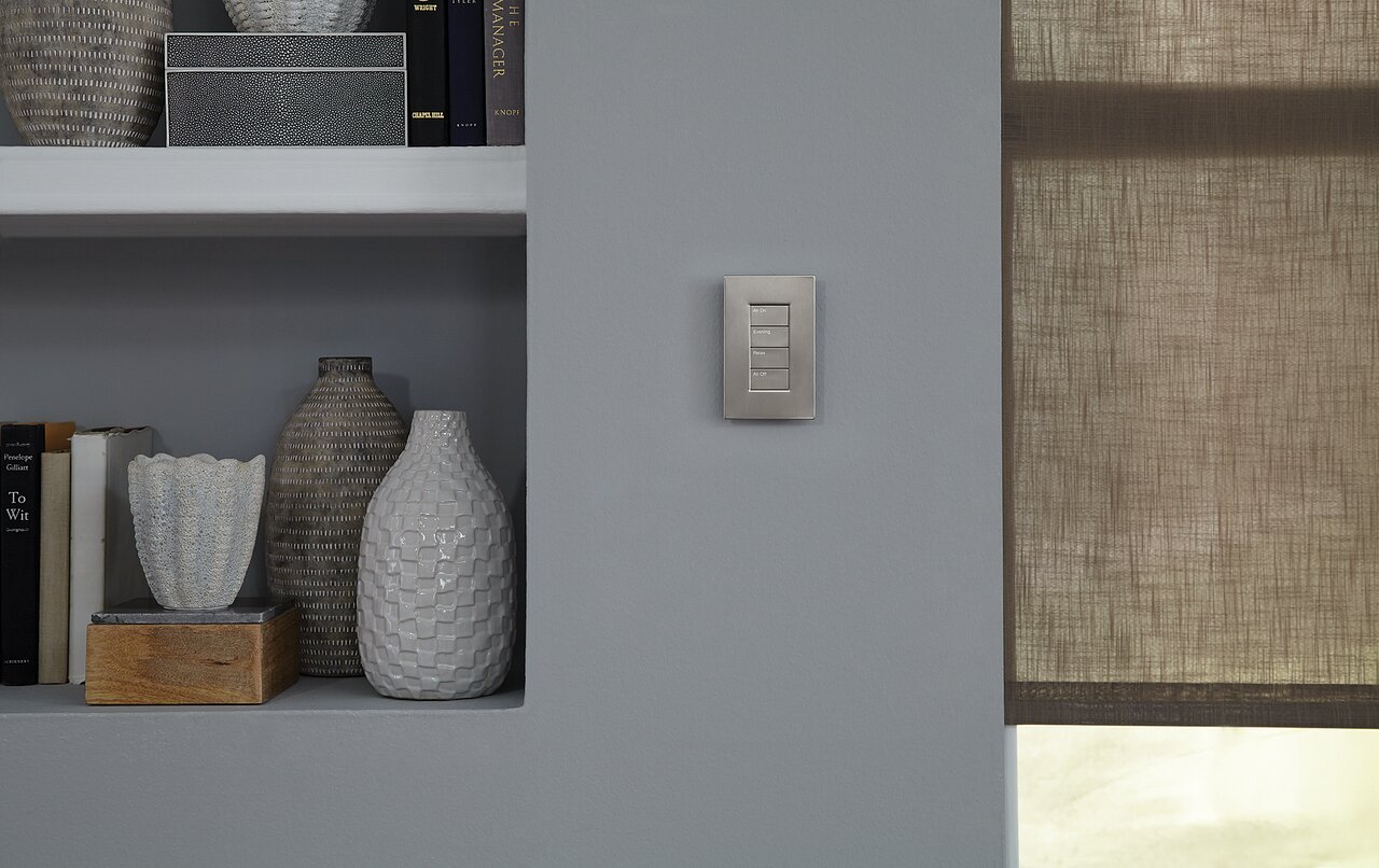 Lutron sheer shade fabric filtering daylight while keeping the view