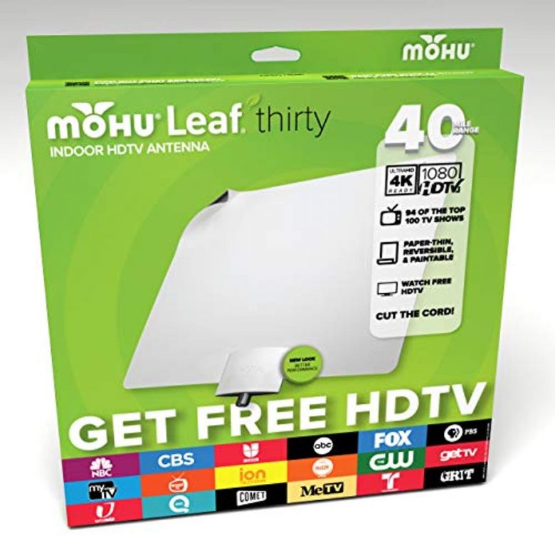 Mohu Leaf 30 TV Antenna 30 Mile Range 10 Foot Detachable Cable MH-110598 Indoor Reversible Original Paper-Thin Premium Materials for Performance 4K-Ready HDTV Paintable USA Made
